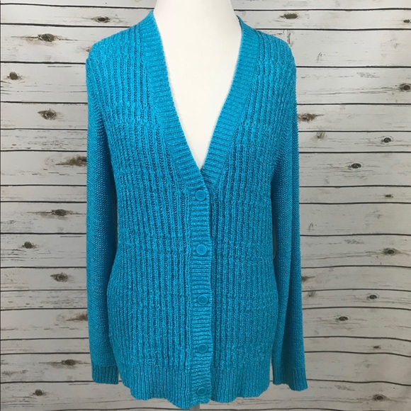Coldwater Creek Sweaters - Coldwater Creek Cardigan Boyfriend V Neck Blue NEW